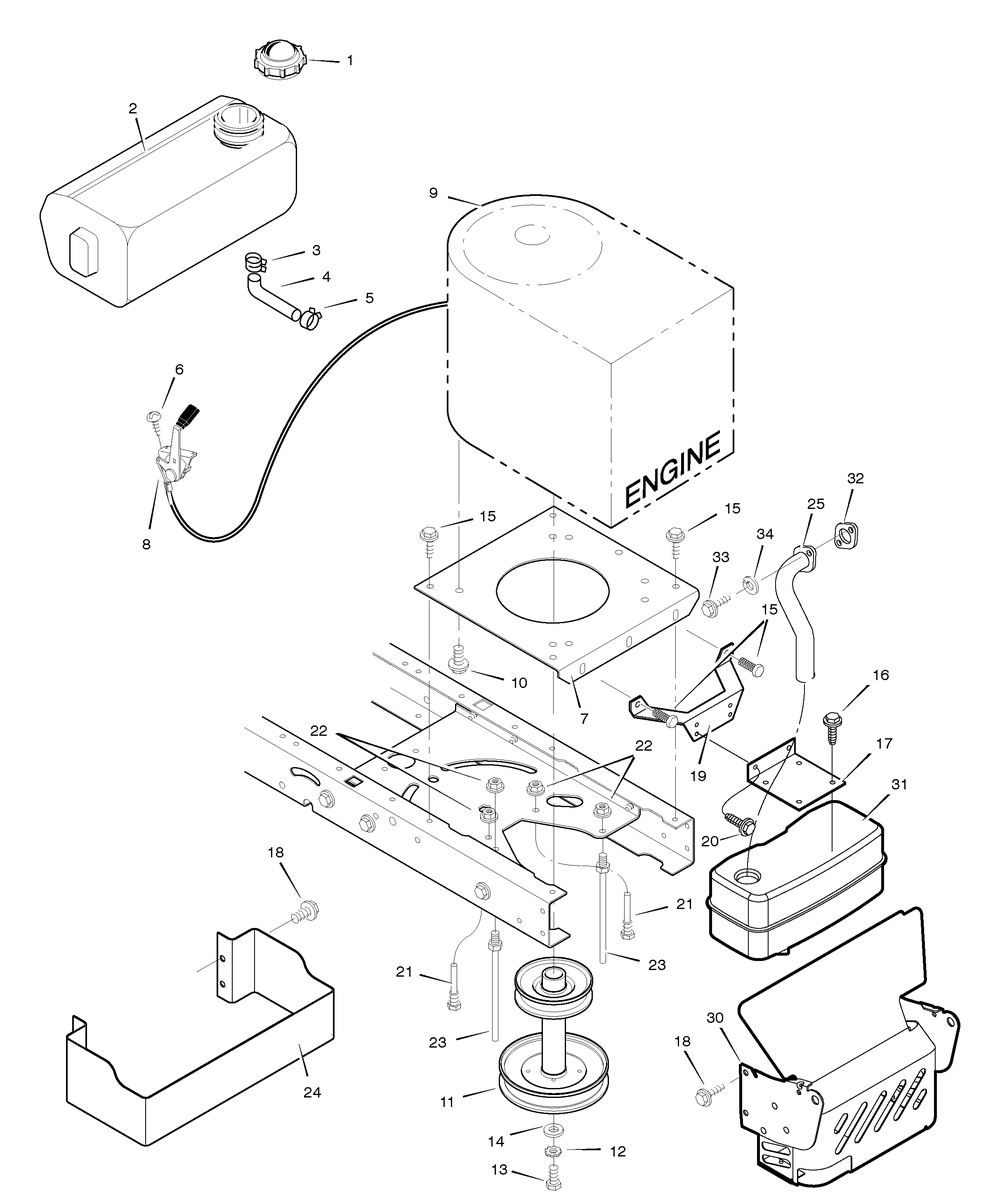 Engine Mount Diagram and Parts List for 405606X50A 2005 Briggs and Stratton Lawn Tractor